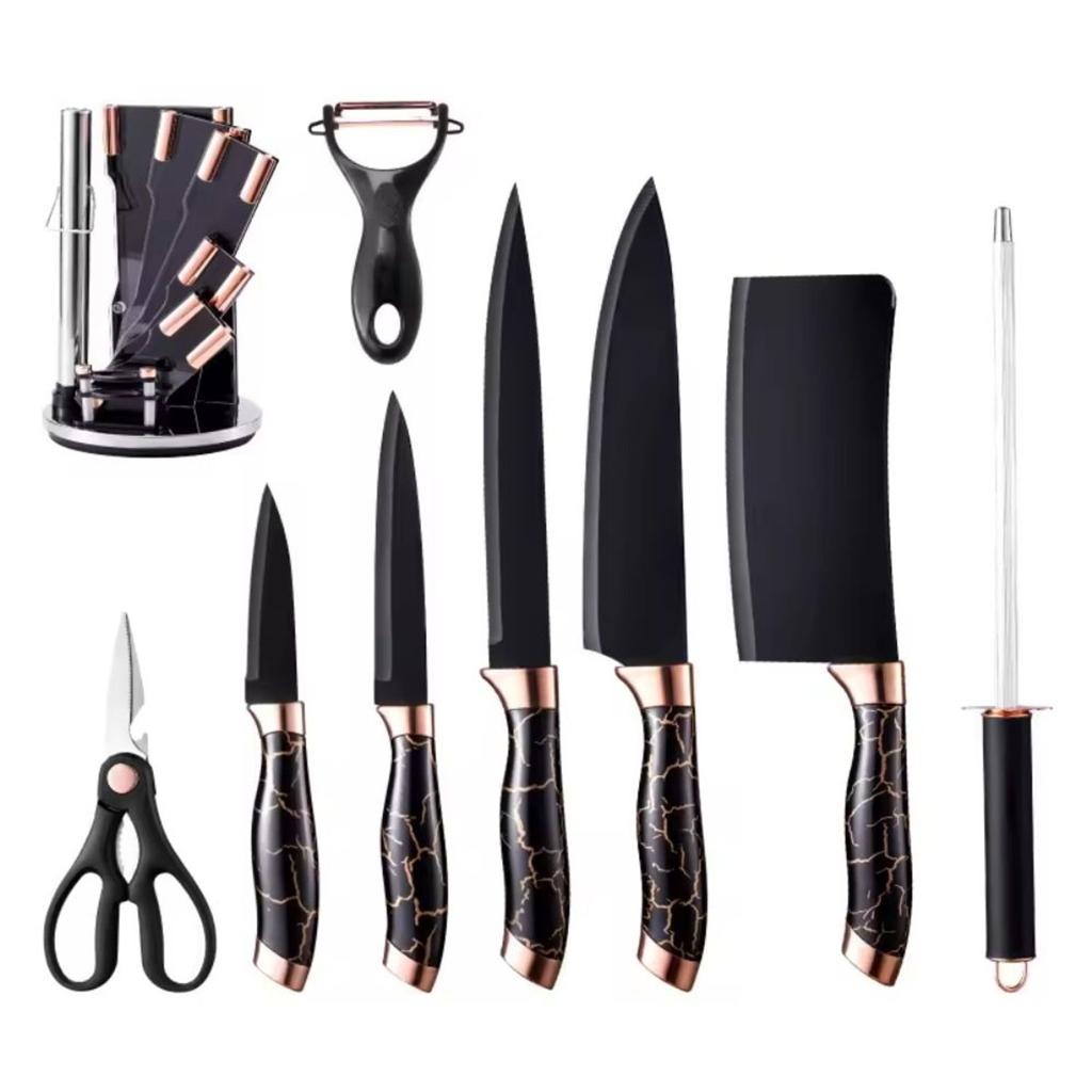 Set de Cuchillos de Cocina 7 Piezas – Acero Inoxidable Negro