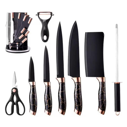 Set de Cuchillos de Cocina 7 Piezas – Acero Inoxidable Negro